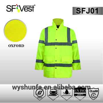 Reflektierende Jacke Schutzkleidung hohe Sichtbarkeit Jacken wasserdichte Kleidung Herren Workwear 100% Polyester 300D Oxford